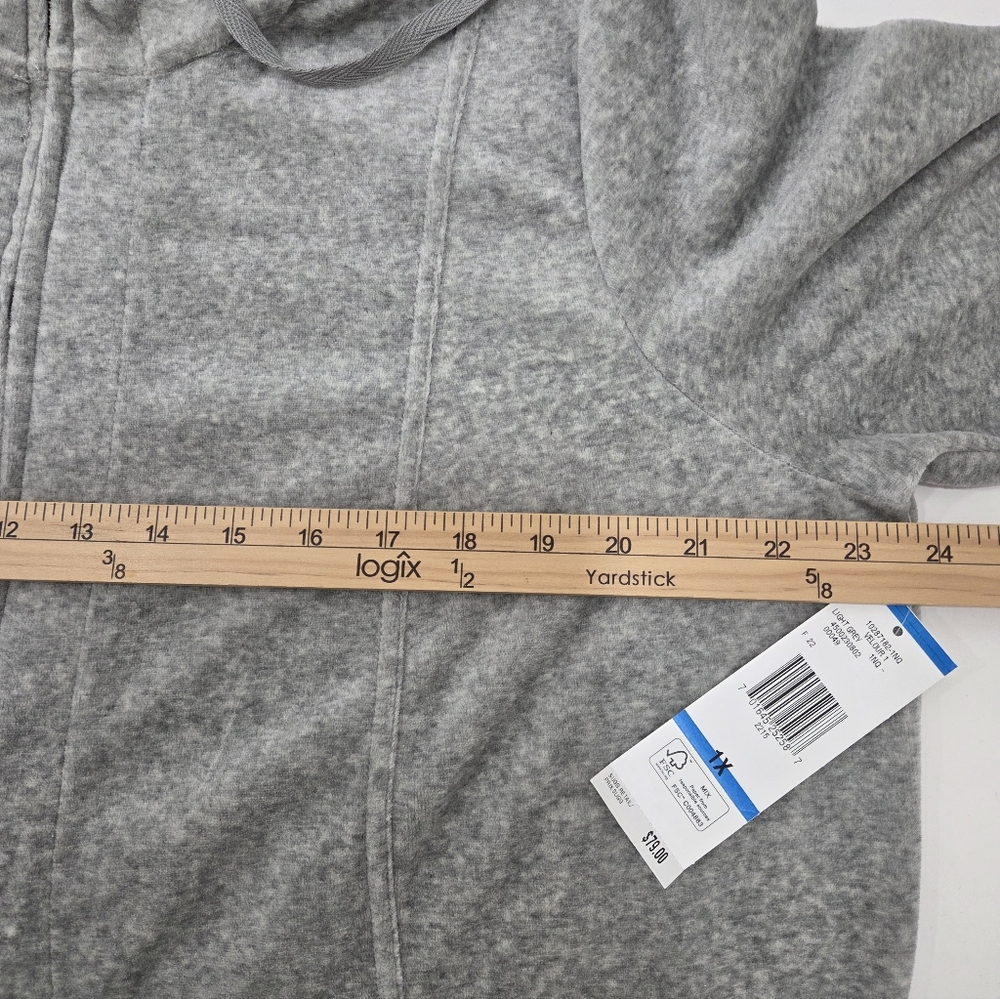 Jones New York Sport Velour Hoodie Gray Zip Front SZ 1X - Picture 14 of 15